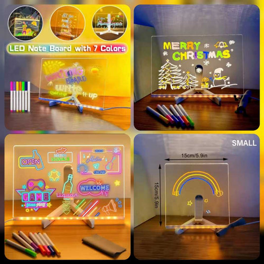 Colorful LED Writing Board – Glowing Fluorescent Drawing Tablet for Kids | 7 Neon Pens