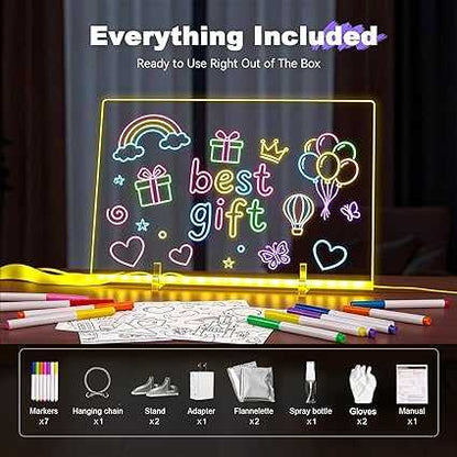 Colorful LED Writing Board – Glowing Fluorescent Drawing Tablet for Kids | 7 Neon Pens