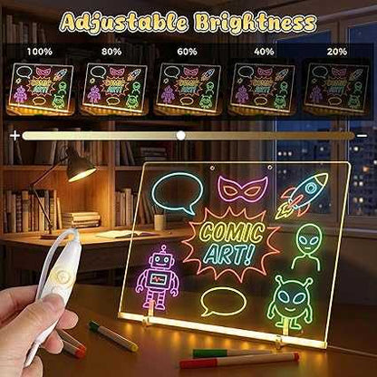 Colorful LED Writing Board – Glowing Fluorescent Drawing Tablet for Kids | 7 Neon Pens