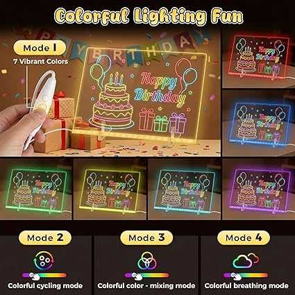 Colorful LED Writing Board – Glowing Fluorescent Drawing Tablet for Kids | 7 Neon Pens