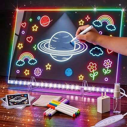 Colorful LED Writing Board – Glowing Fluorescent Drawing Tablet for Kids | 7 Neon Pens